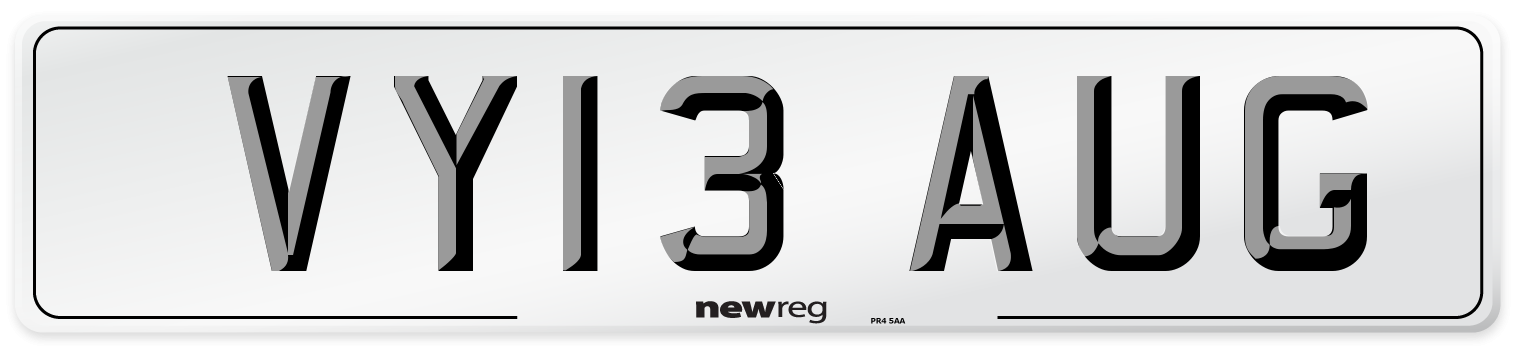 VY13 AUG Number Plate from New Reg